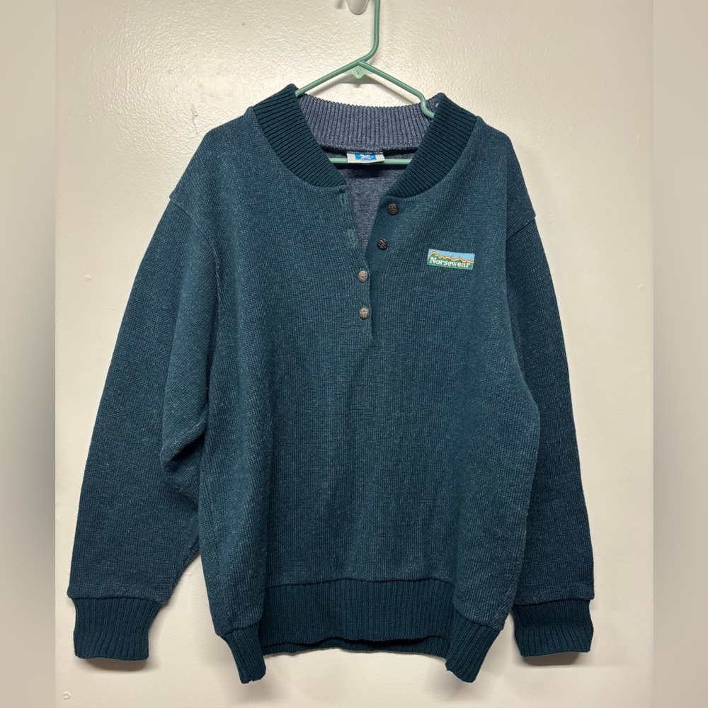 Vintage Norsewear Wool Blend Half Button Pullover Sweater Size XXL